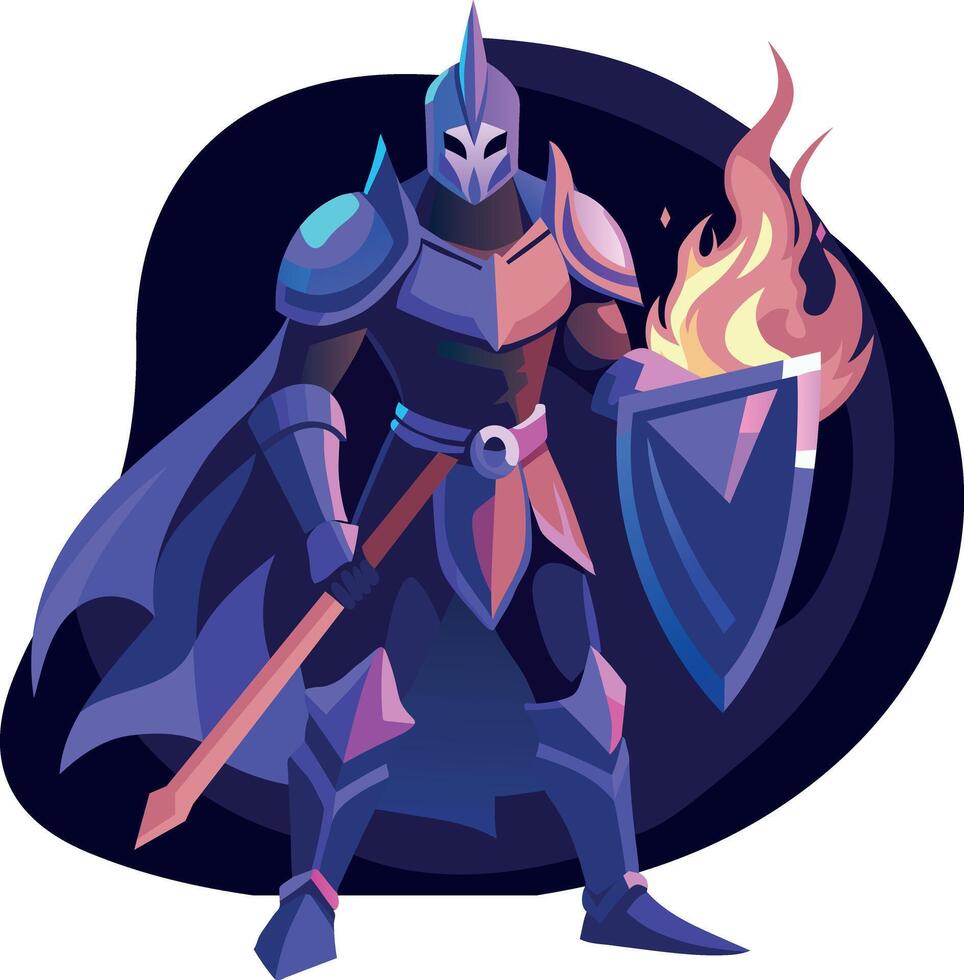 Ninja character in fighting pose, flat illustration vector