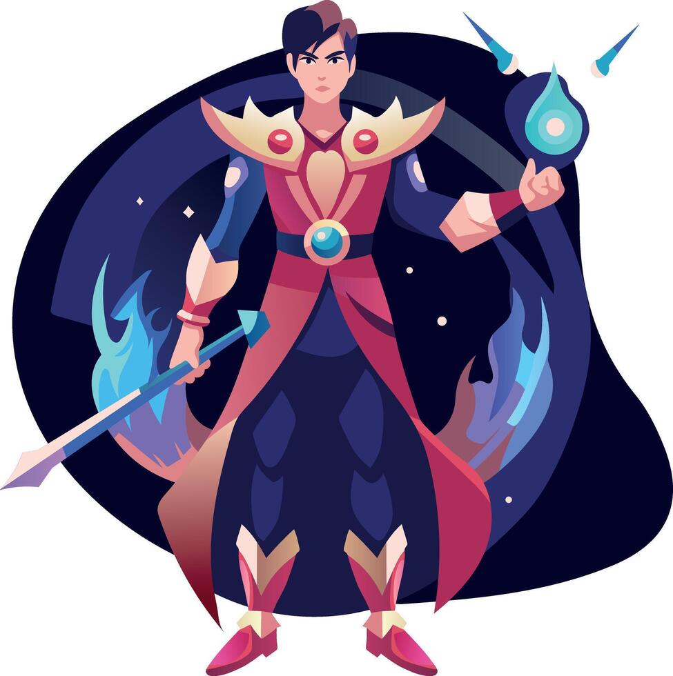 A flat illustration of brave swordsman vector