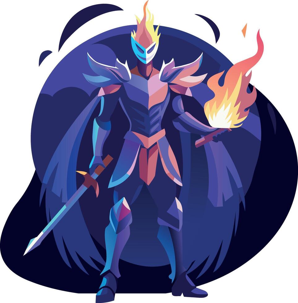 A flat illustration of brave swordsman vector