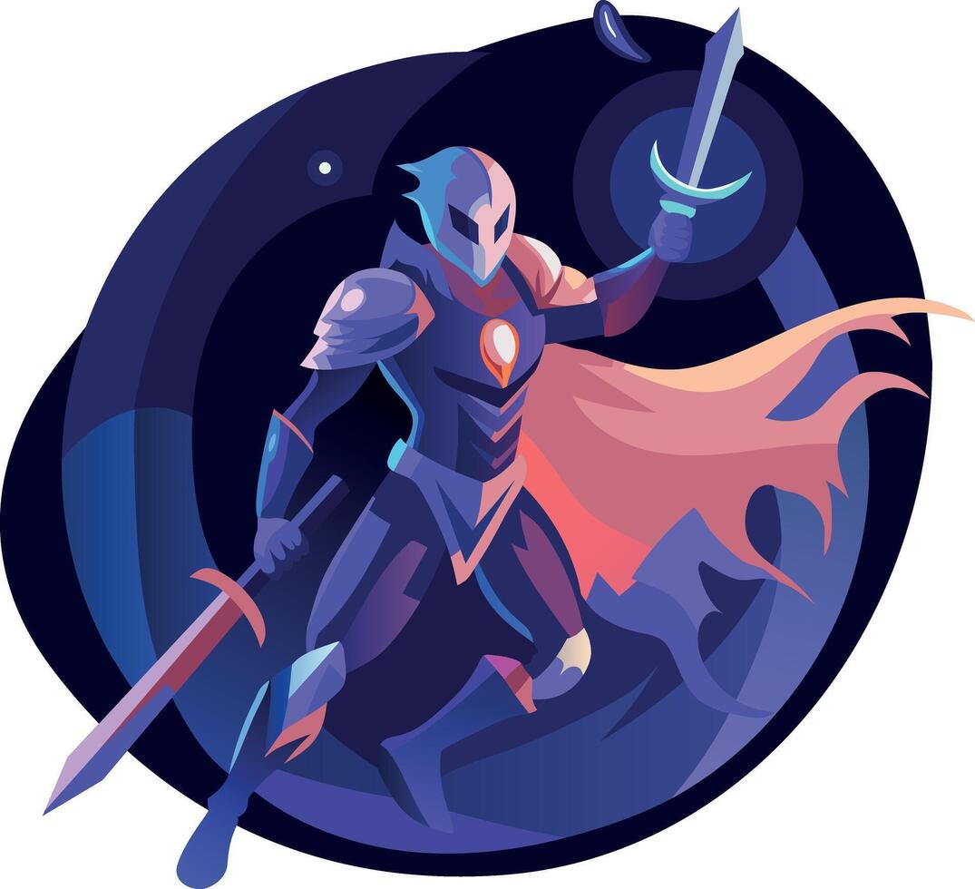 A flat illustration of brave swordsman vector