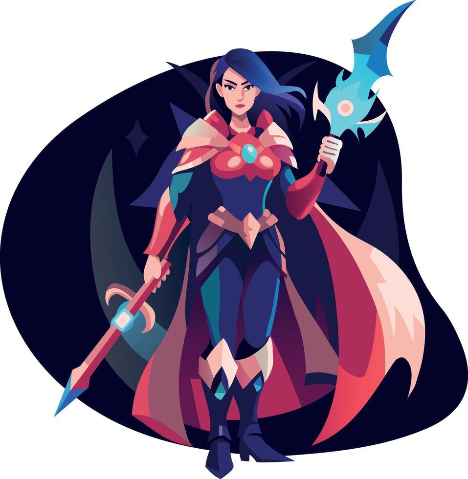 A flat illustration of brave swordsman vector