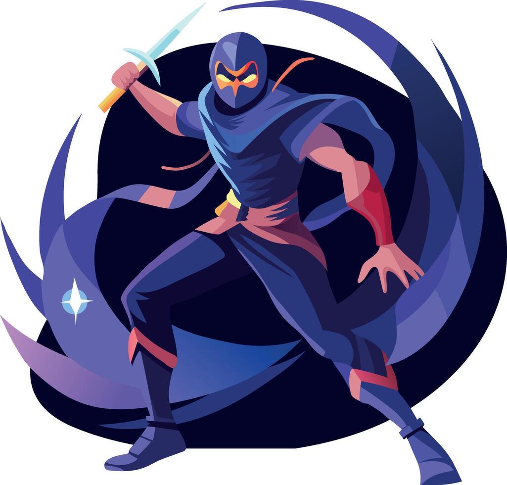A flat illustration of brave swordsman vector
