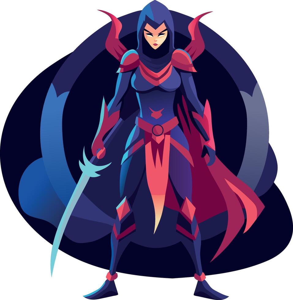 A flat illustration of brave swordsman vector