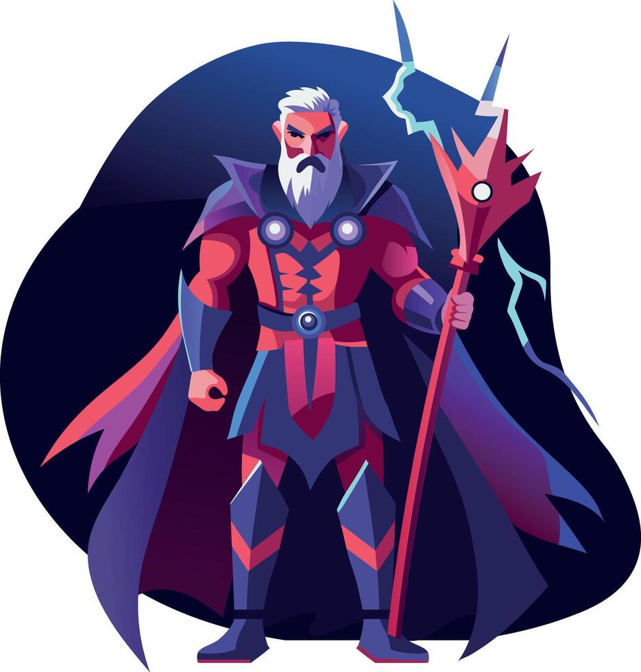 Ninja character in fighting pose, flat illustration vector