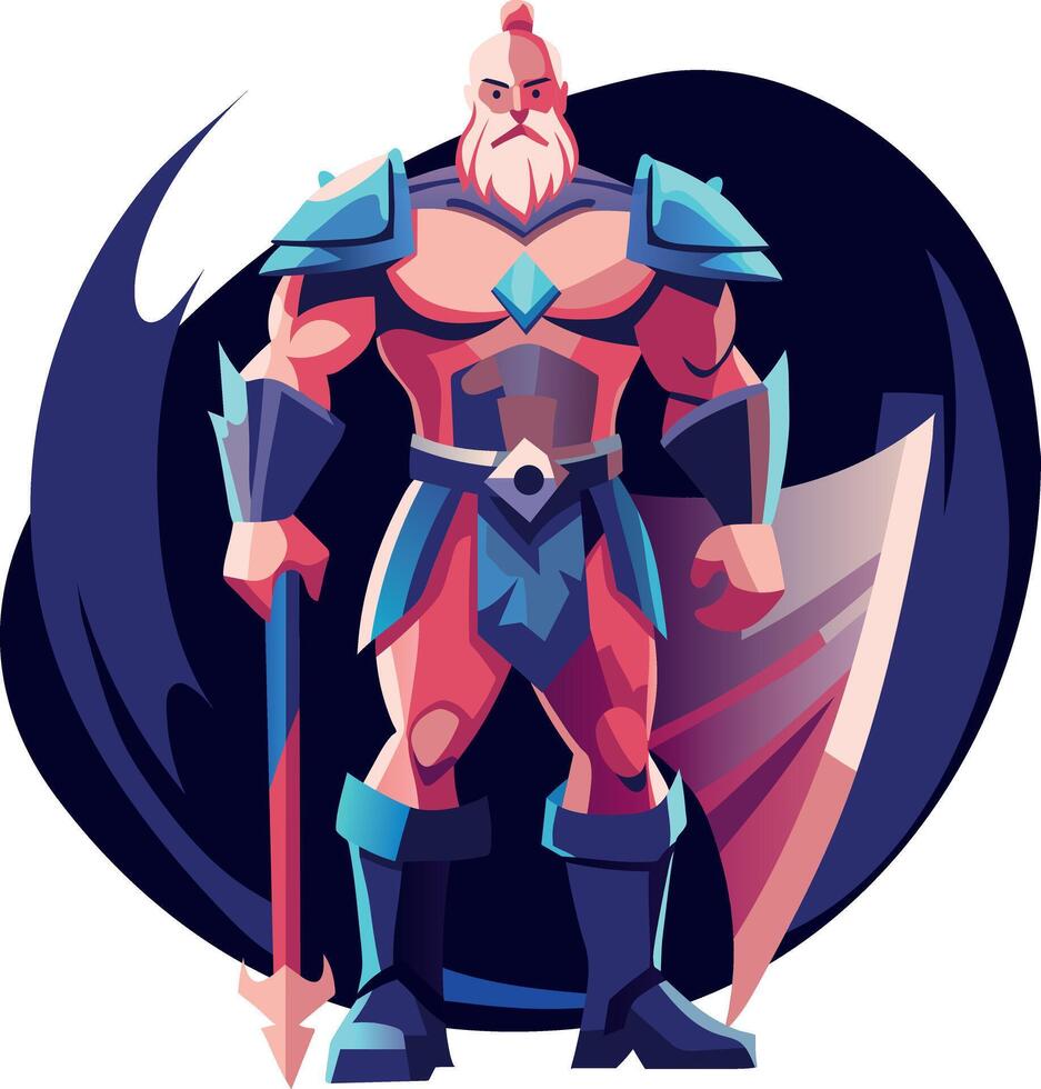 Ninja character in fighting pose, flat illustration vector