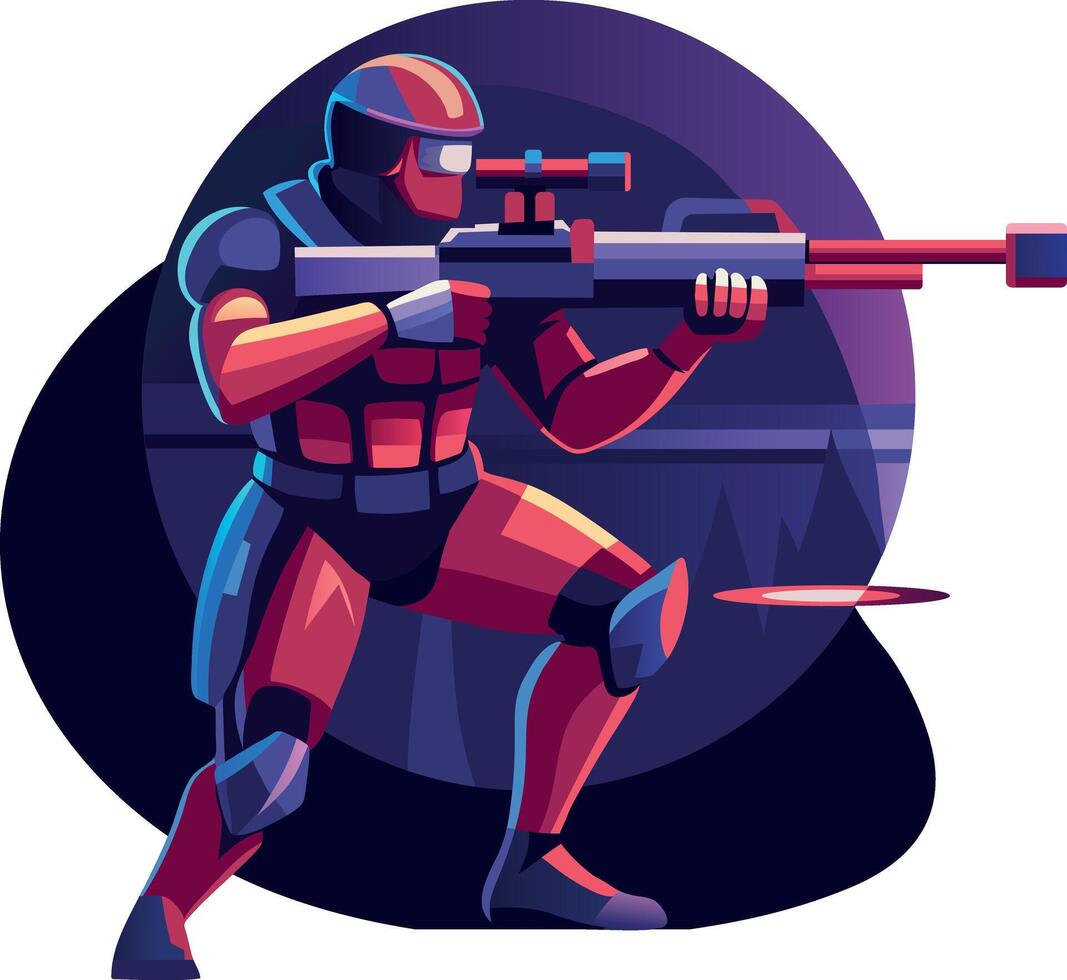 Ninja character in fighting pose, flat illustration vector