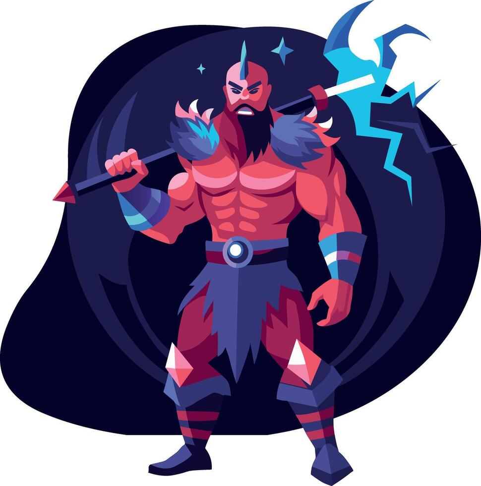 A flat illustration of brave swordsman vector