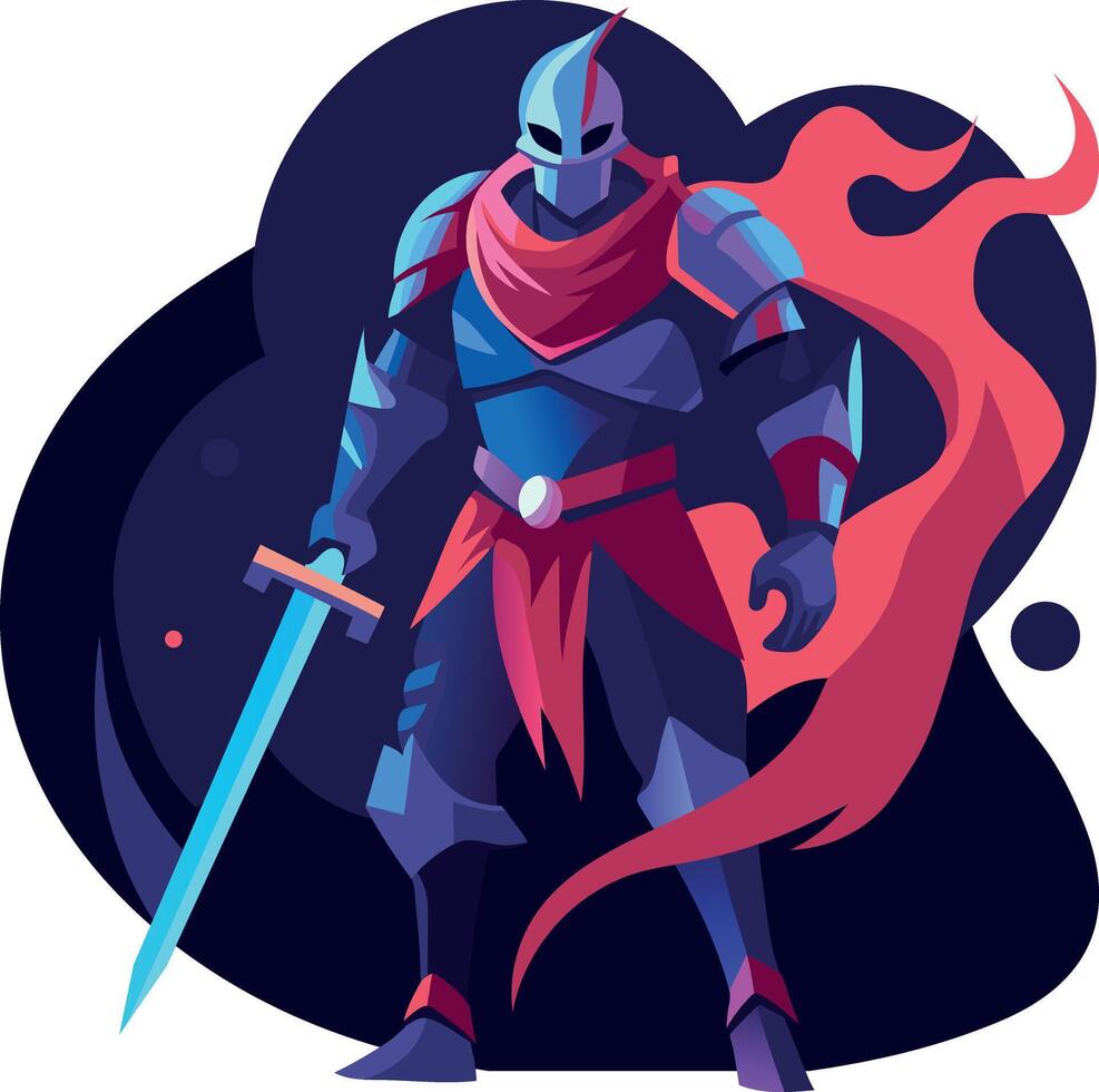 A flat illustration of brave swordsman vector