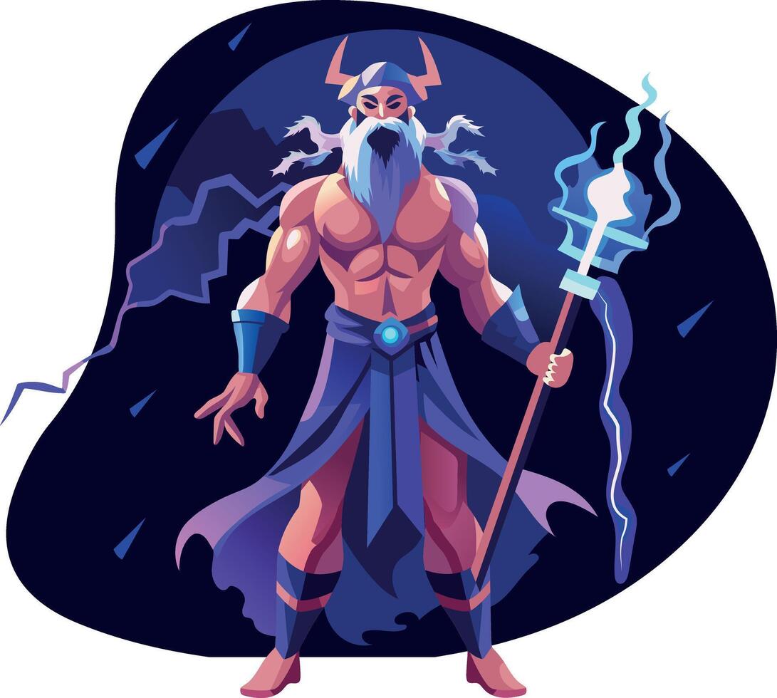 Ninja character in fighting pose, flat illustration vector