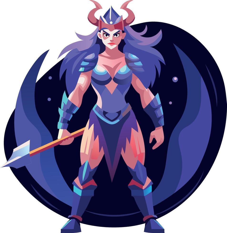 Dagger girl in fighting pose, flat character illustration vector