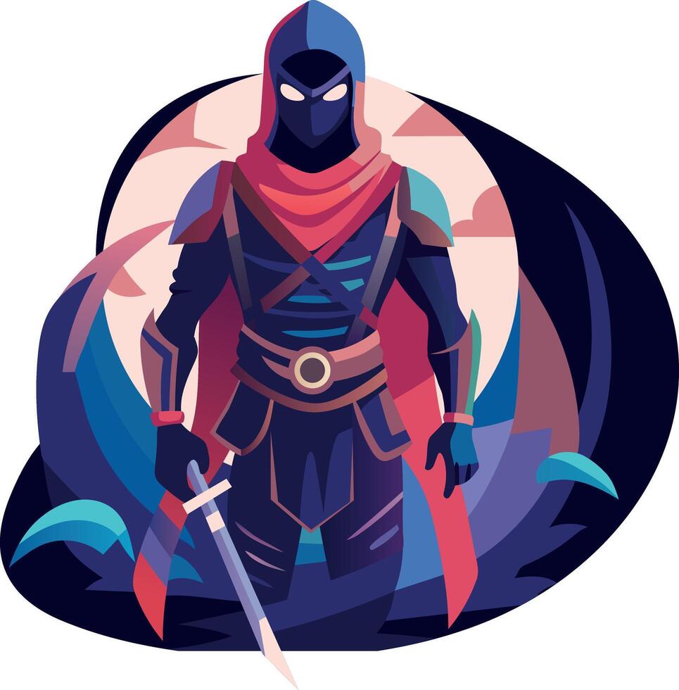 A flat illustration of brave swordsman vector
