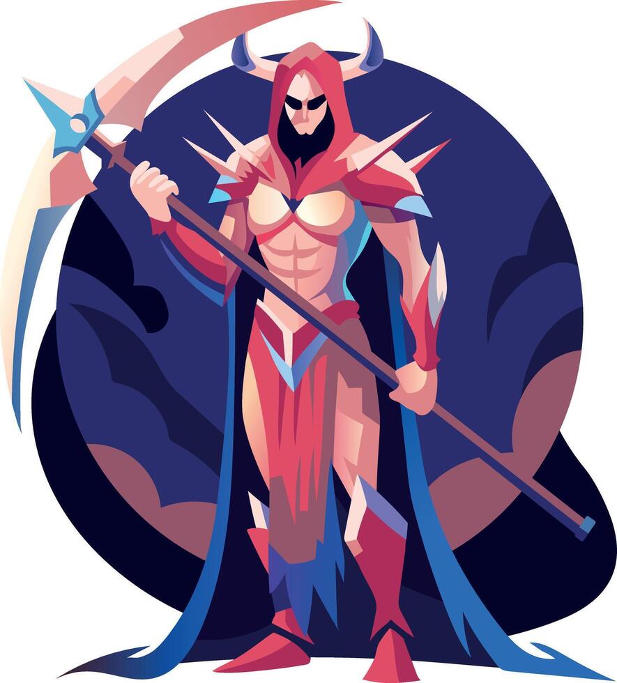Ninja character in fighting pose, flat illustration vector