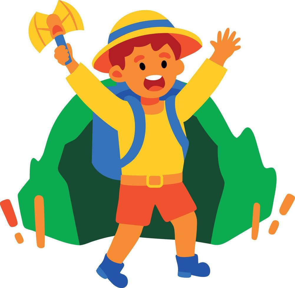 A flat style icon of happy adventurer vector