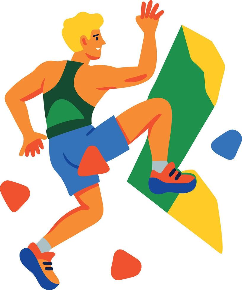 A flat character icon of bouldering boy vector