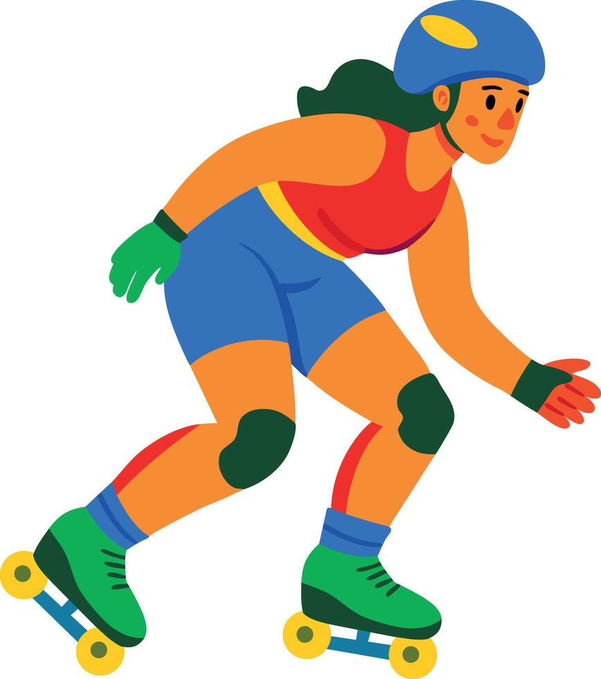 A flat character icon of roller skating girl vector
