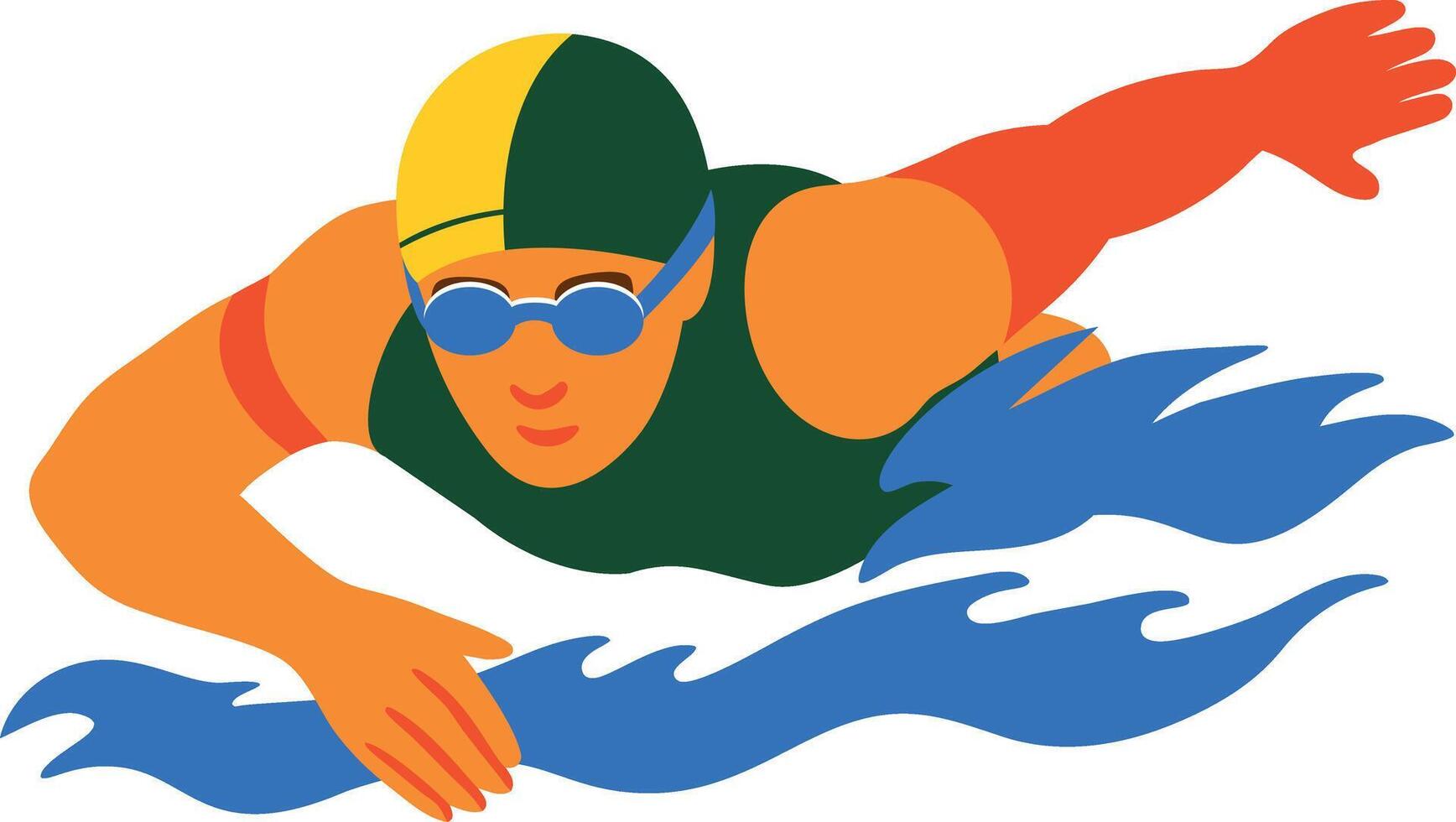 A flat icon of swimming character vector