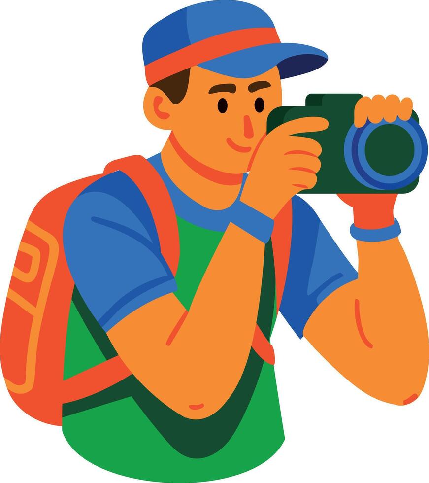 A flat character icon of a photographer vector