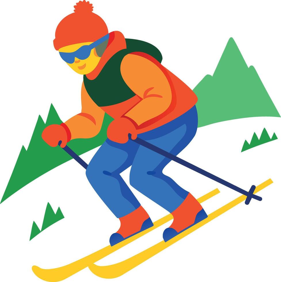 A flat icon of skiing sport vector