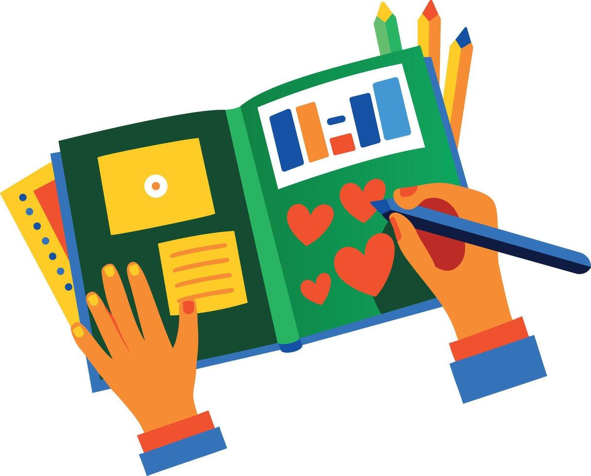 A flat icon depicting scrapbooking vector