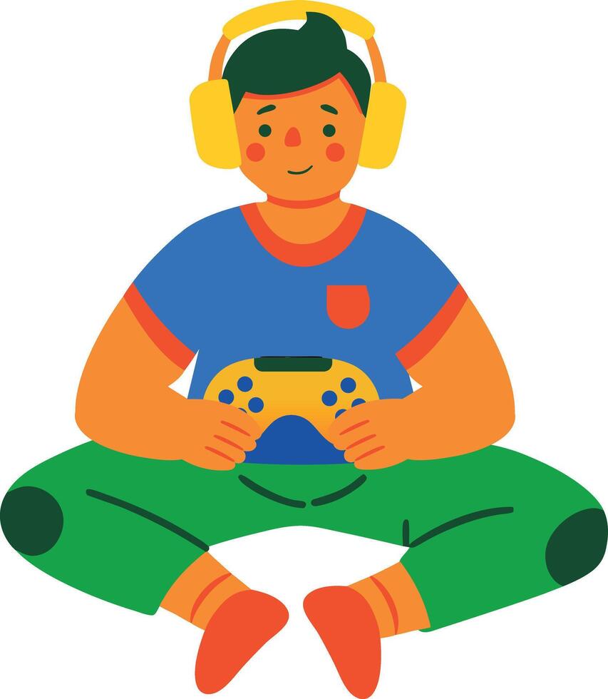 A flat icon of a gamer boy vector