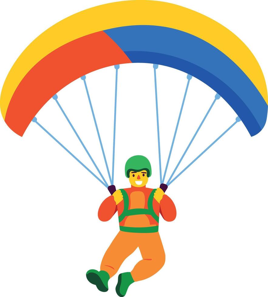 A flat character icon of paragliding boy vector