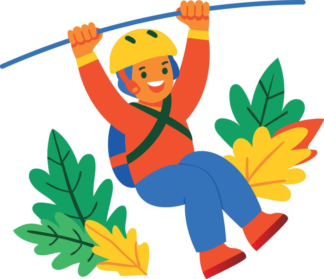 A flat icon of zip lining character vector