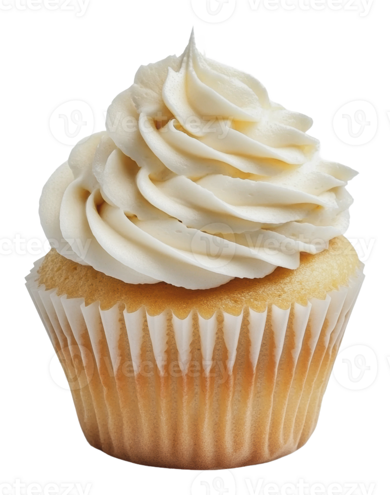Delicious vanilla cupcake with creamy frosting png
