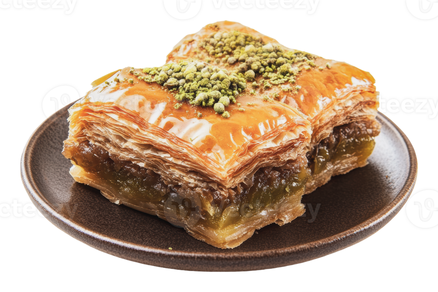 Delicious baklava dessert with nuts and syrup png