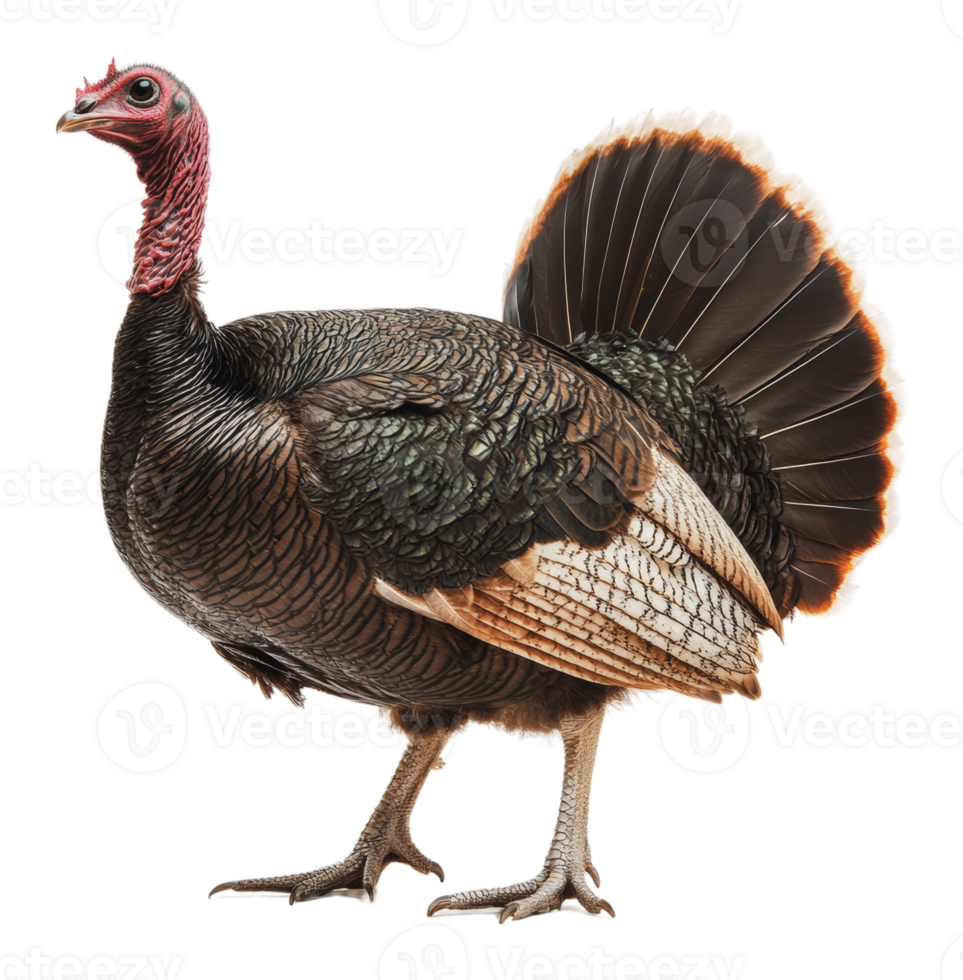 Wild turkey displaying feathers in natural habitat png