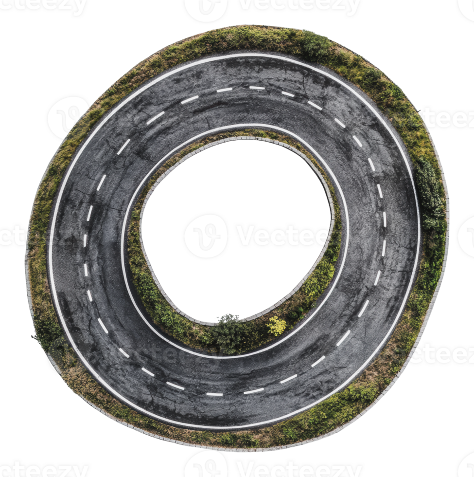Curved road through green countryside png