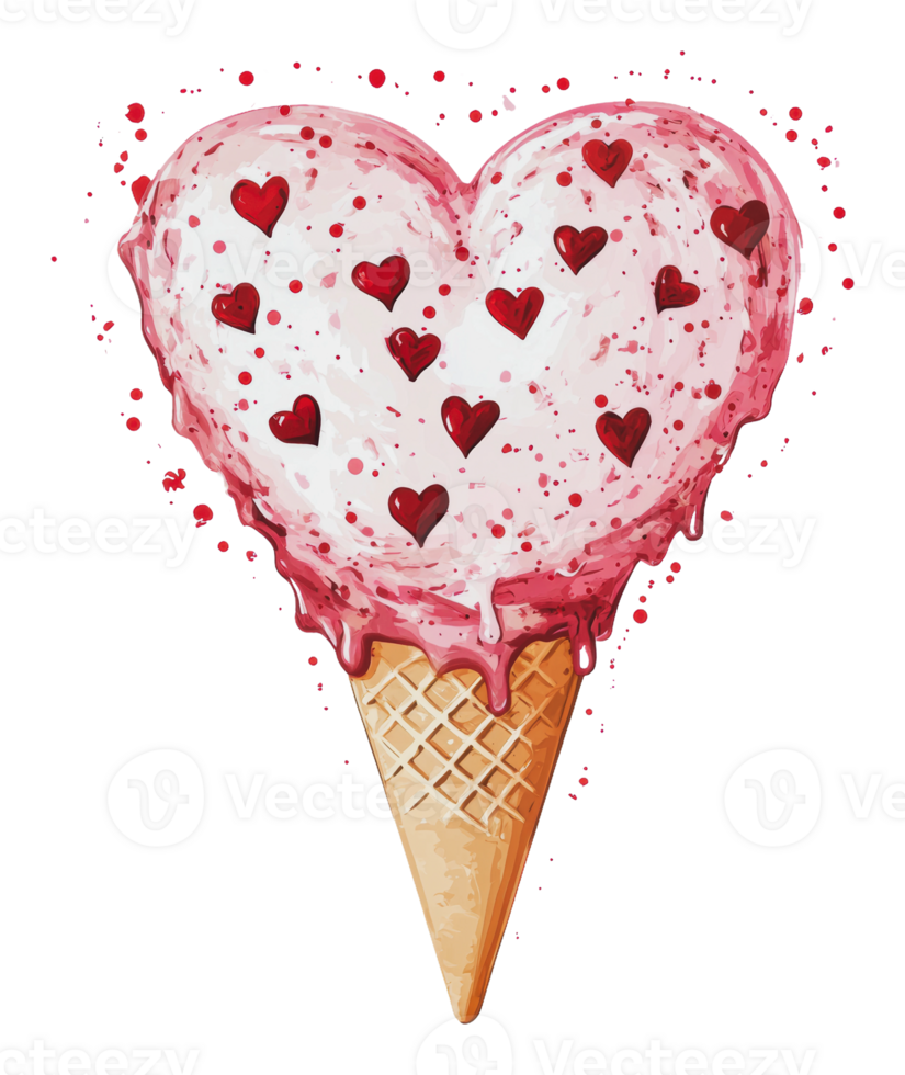 Sprinkled Ice Cream Cone With Pink Heart Frame Sprinkled Ice Cream Cone With Pink Heart Frame