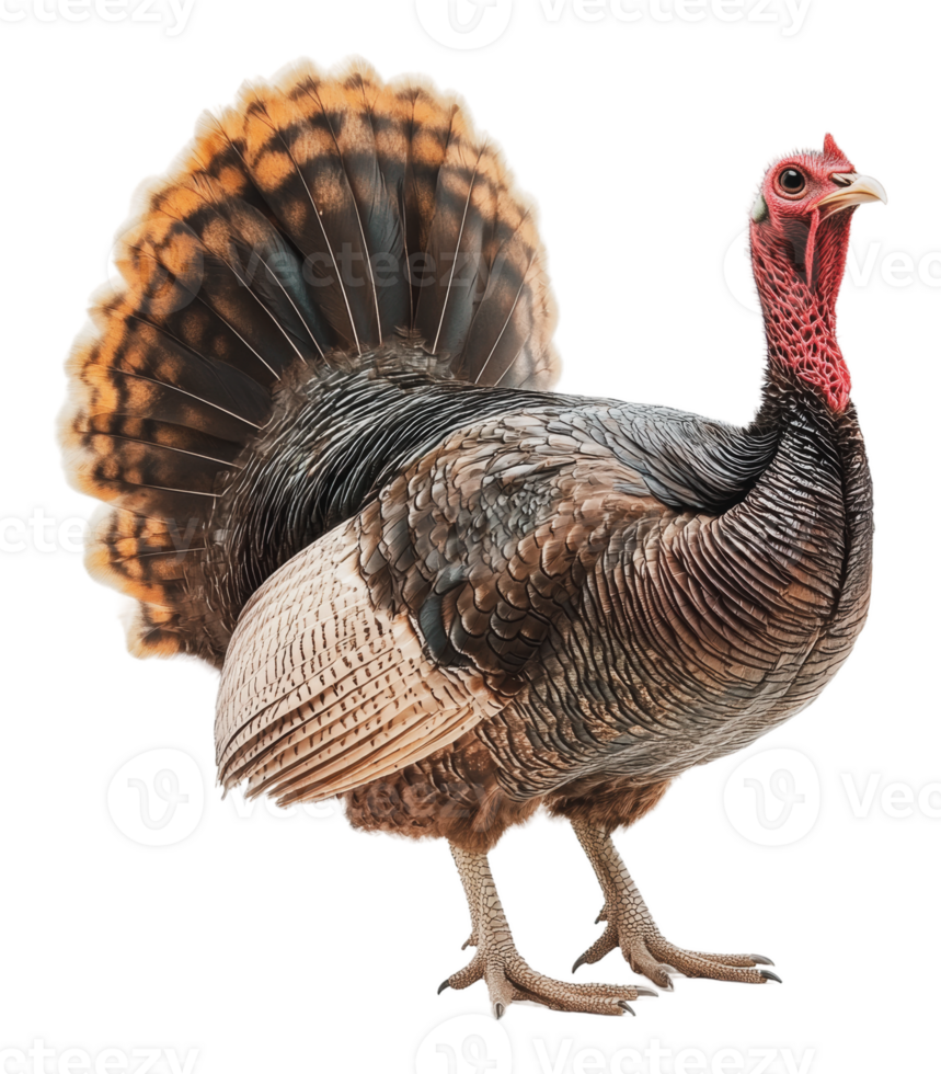 Male wild turkey displaying feathers in nature png