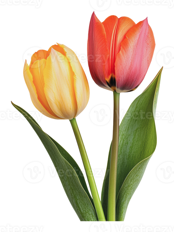 två vibrerande tulpaner i blomma under vår säsong png