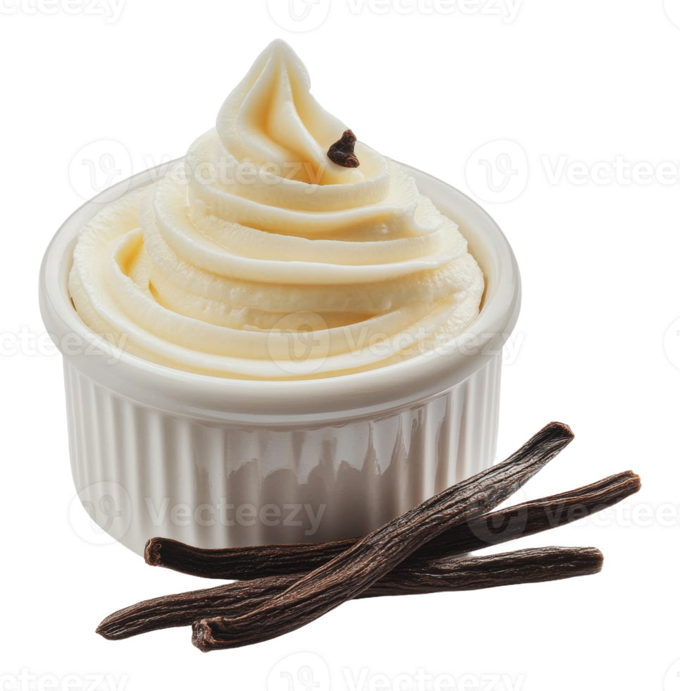 Creamy vanilla frosting with whole vanilla pods png