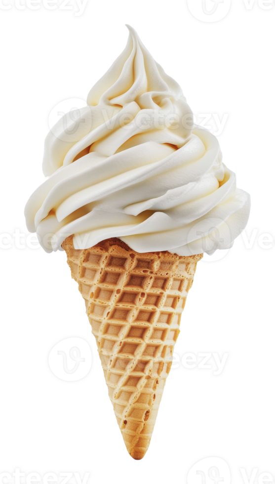 Classic vanilla soft serve ice cream in a cone png