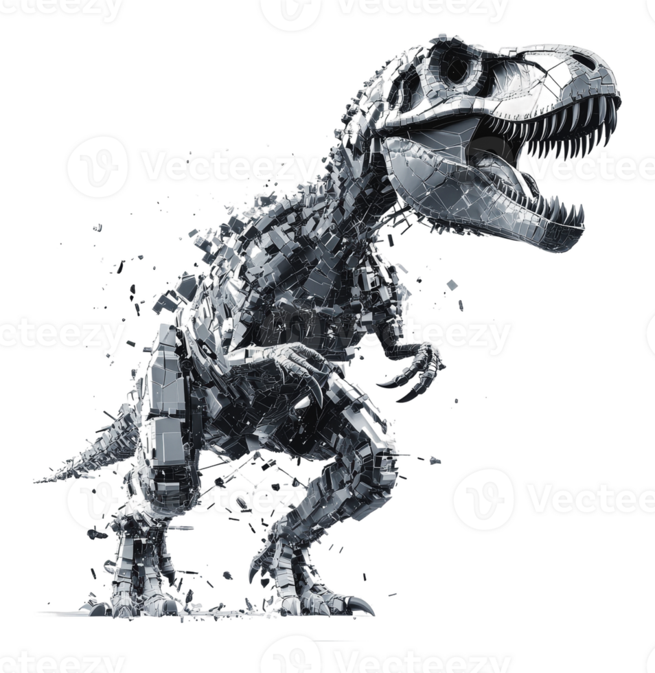 Breaking digital dinosaur in motion png
