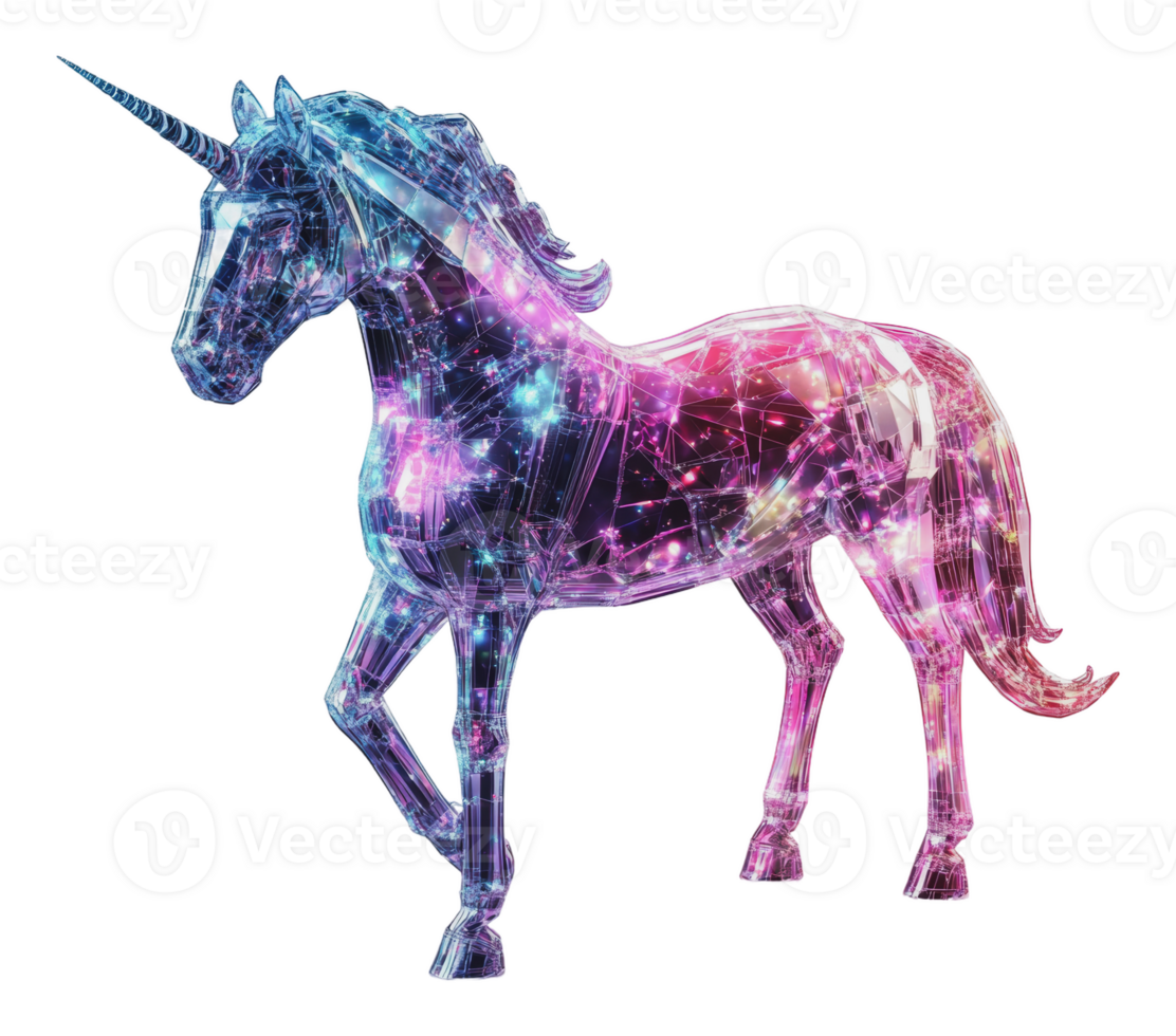 A colorful unicorn silhouette in a starry design png