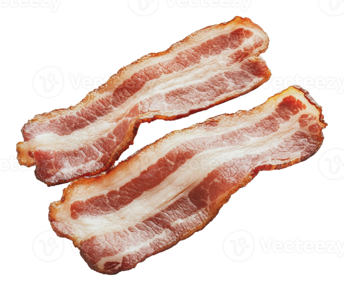 Crispy bacon strips on a white background png