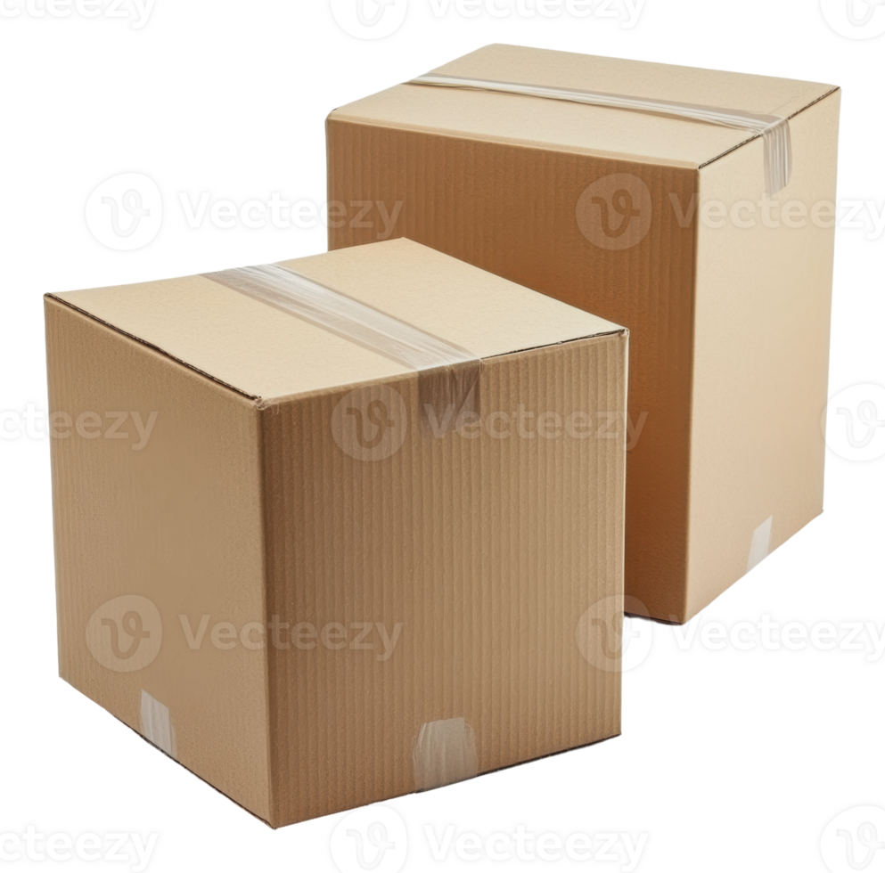 Brown cardboard boxes stacked ready for shipping png