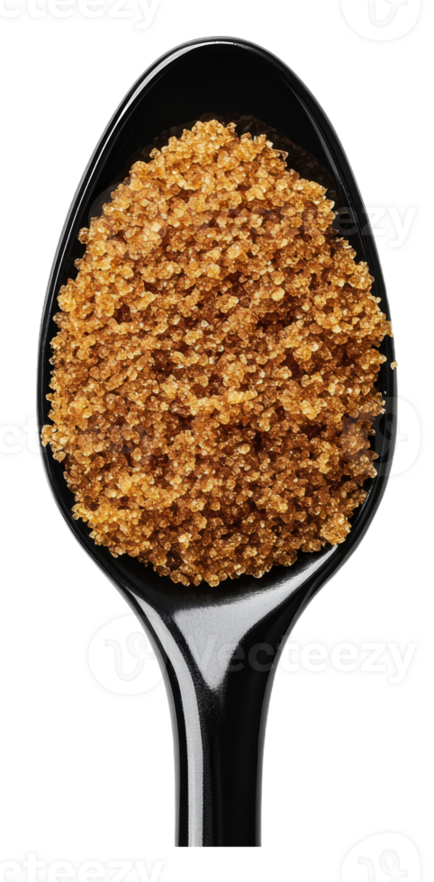 Spoon with brown sugar on dark surface png