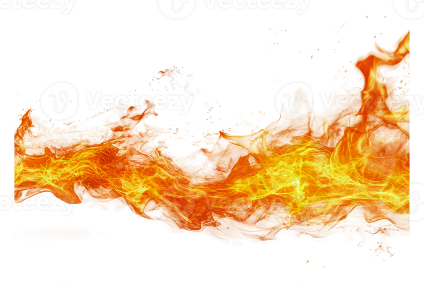 Dynamic orange flames dancing in bright light png