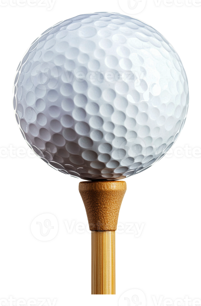 A close-up of a golf ball on a tee in daylight png