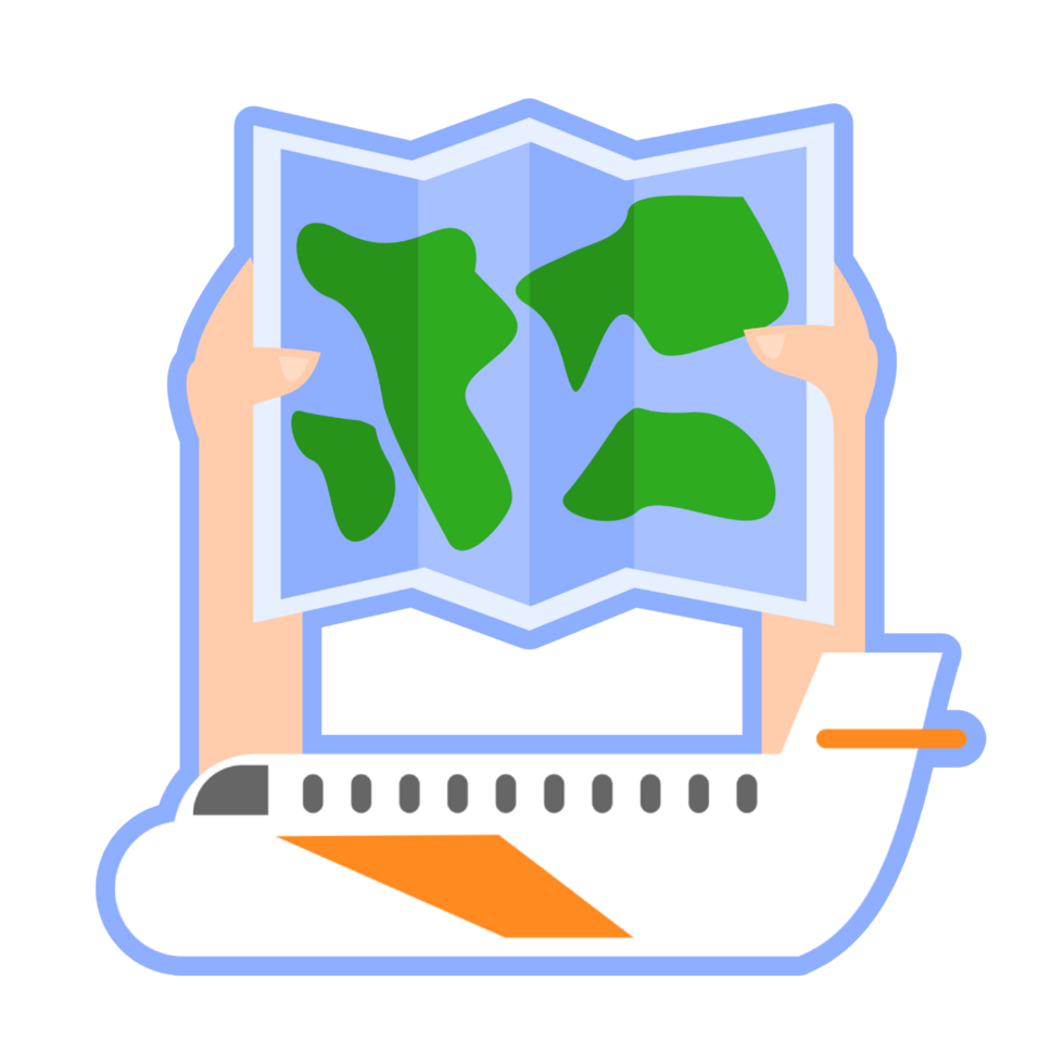 map and airplane, tourist travel concept png
