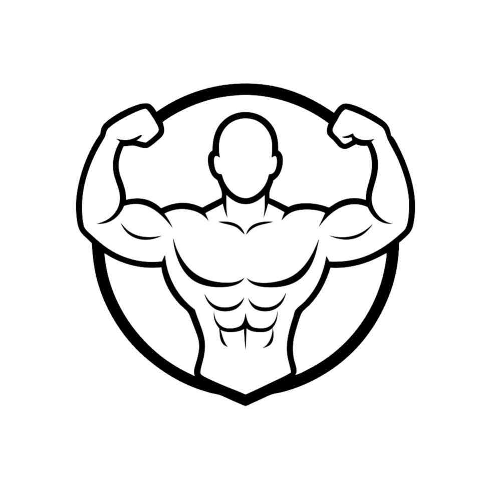 A black bodybuilding logo png