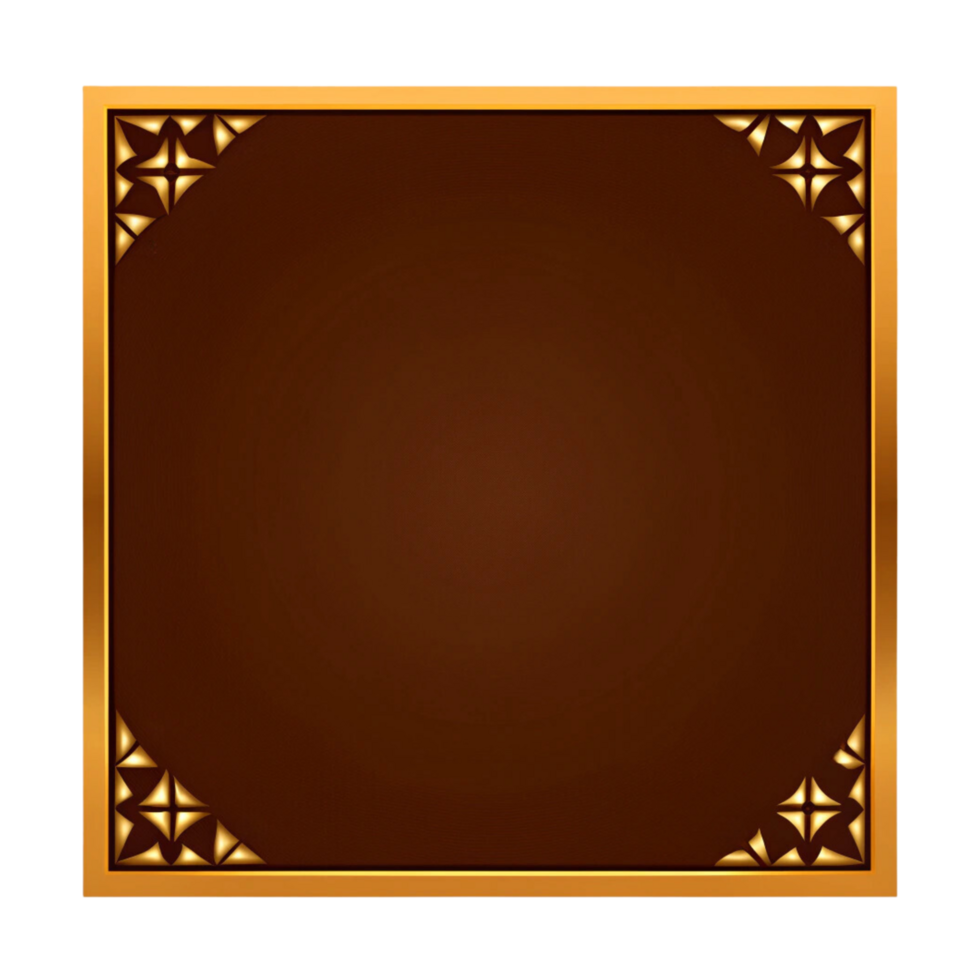 Text box frame with a golden border on transparent background png