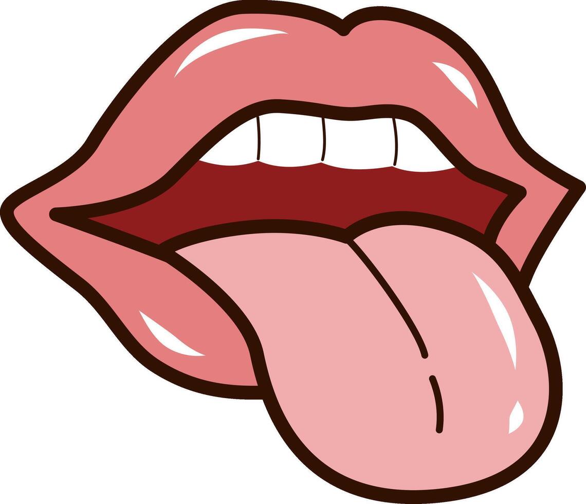 Cute mouth with tongue vector