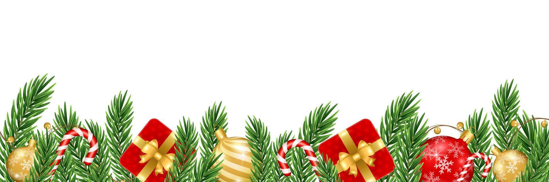 Christmas Ornament. Gift, Candy, branch, balls. For sale, banner, posters, cover design templates, social media wallpaper stories vector