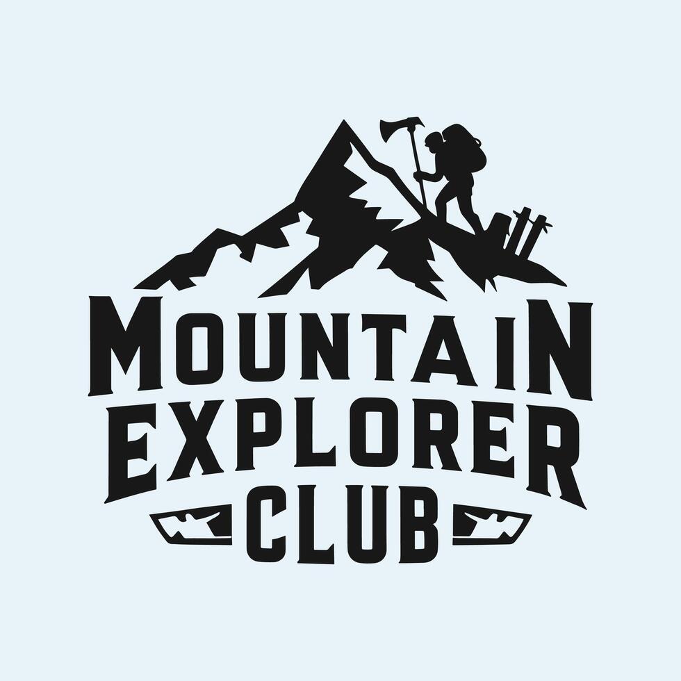 A logo for the Mountain Explorer Club with hiker vector