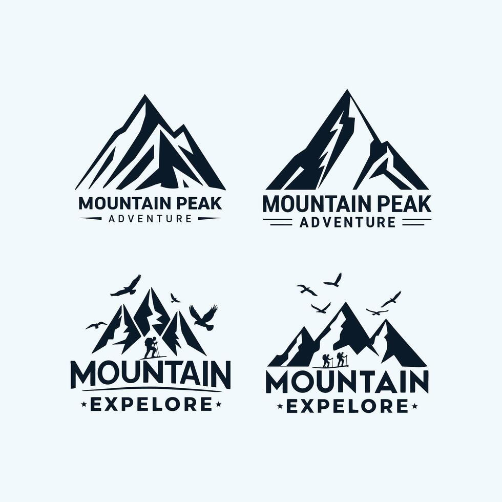 four mountain logos with the words mountain explore vector