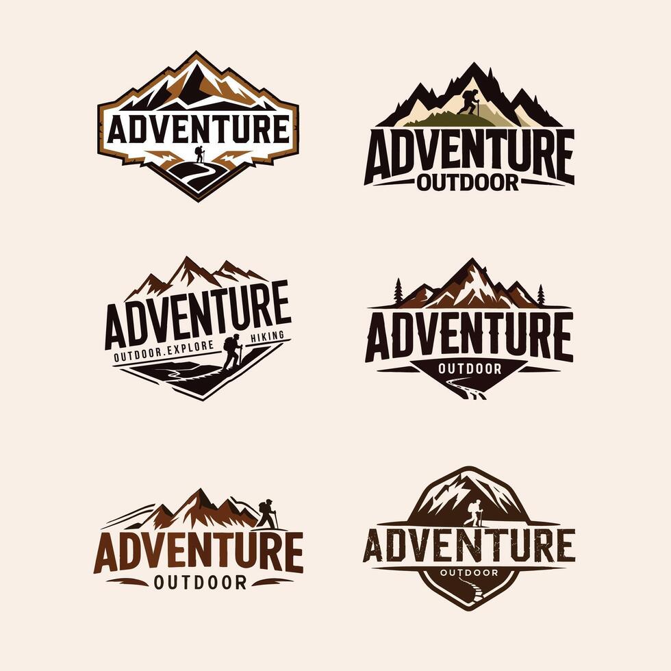 A set of illustrations for an adventure Outdoor logo vector